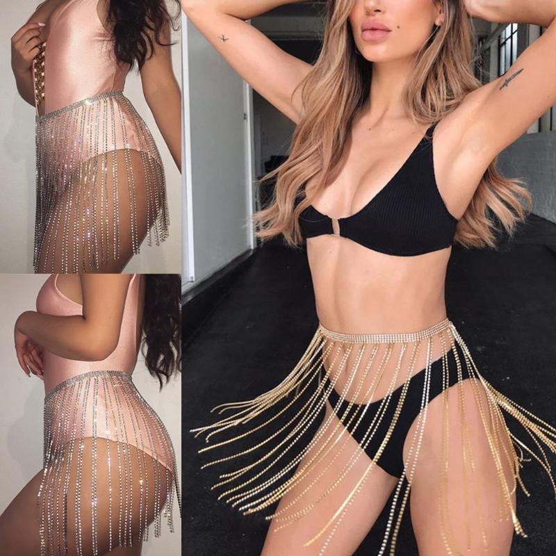 Gold Silver Waist Chain Bright Dance Skirts Jewelry for Parties Festivals
