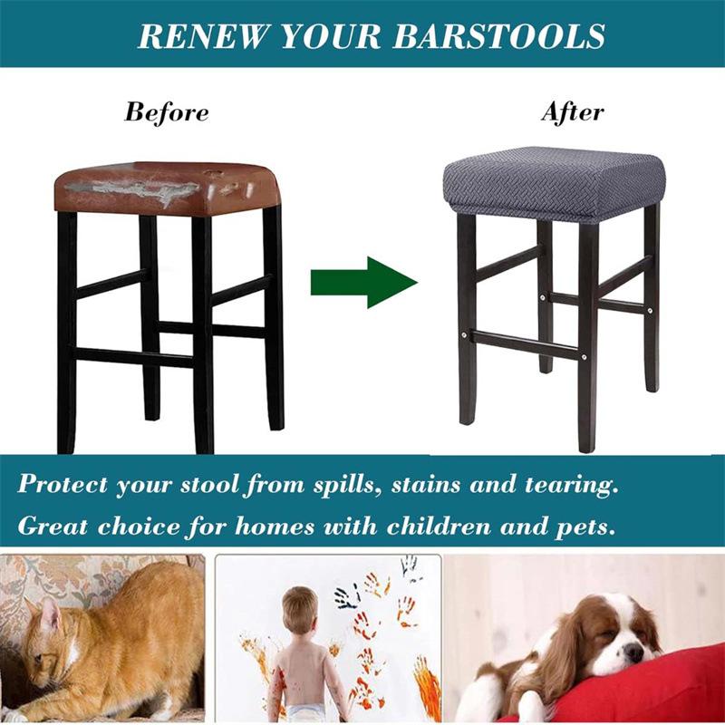 Sleek Rectangular Elastic Dressing Table Stool Cover Dust Resist and Machine Washable Counter Stool Cover Saddle Bar Chair Cover