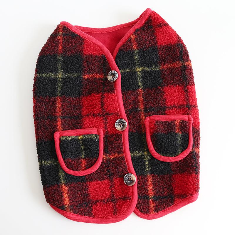French Bulldog Red Plaid Vest Double Layer Casual for Chubby Dogs Corgi English Bulldog Pug