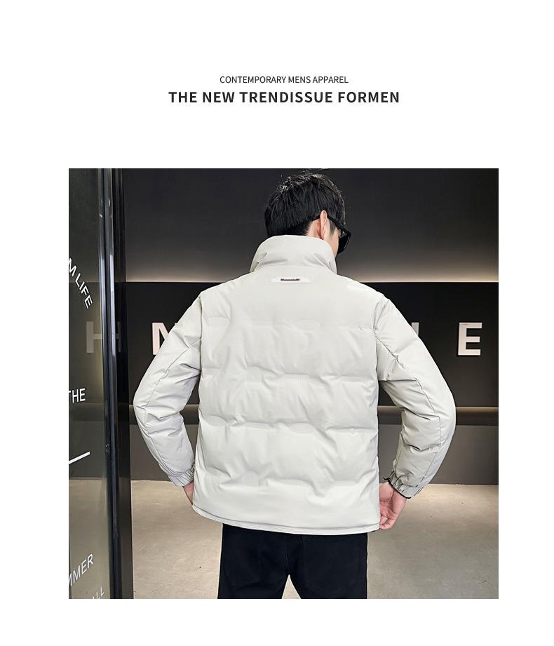 Men's Warm White Duck Down Jacket with Short Stand-Up Collar - Trendy Winter 2025 Arrival