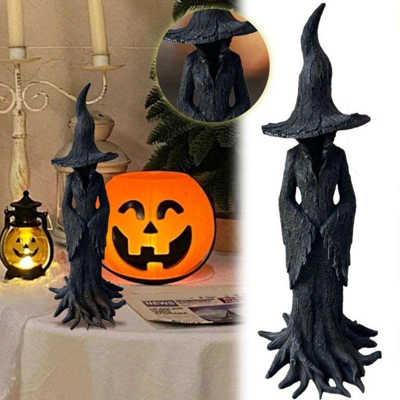Detailed Halloween Witch Figurine Premium Resin Craft Witch Sculpture Perfect For Season Holiday Mantels Display