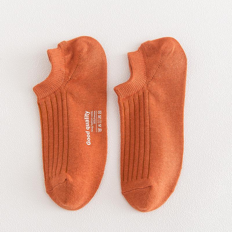 Men's Low-Cut Invisible Boat Socks - Japanese Style, Solid Color, Shallow Cotton, Short Printed Designs, Perfect for Spring & Summer