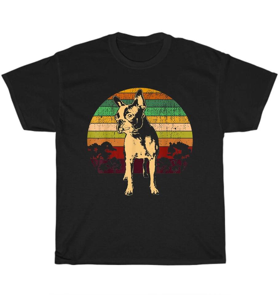 Vintage Retro Boston Terrier Dog Pet Puppy Animal Lover T-Shirt S