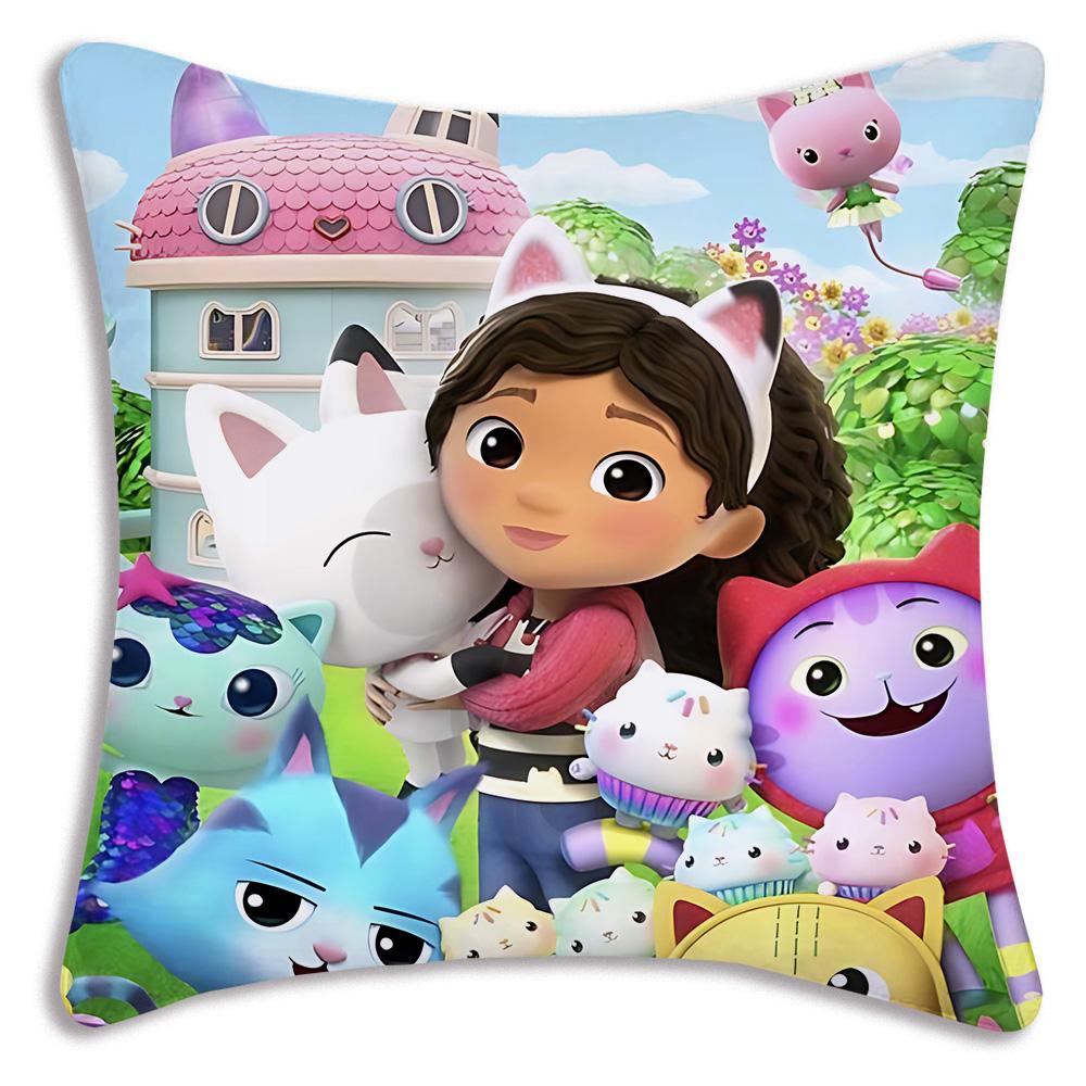 Cartoon Gabbys Kawaii Pillow Covers Cartoon Sofa Decorative Home Doublesided Printing Short Plush Cute Cushion Cover