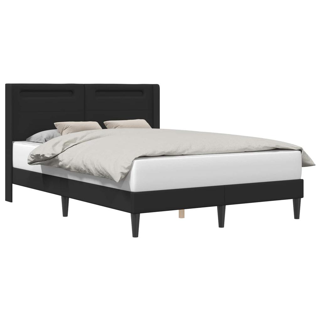 Bed Frame with LED Light Strips Black 120 X 200 Cm Faux Leather