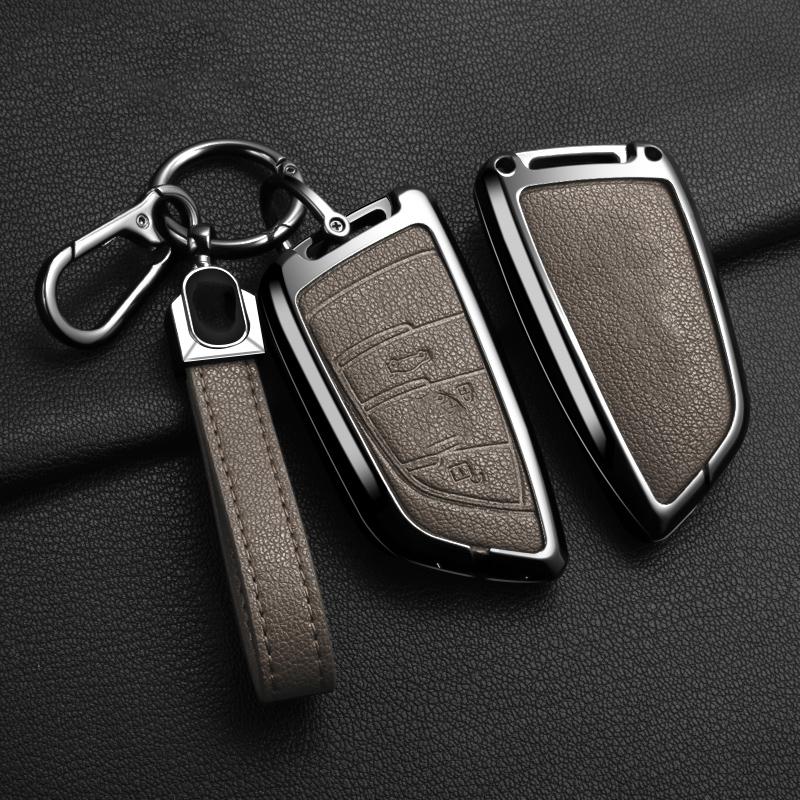 Goat Leather Zinc Alloy Car Key Case For Bmw X1 X3 X4 X5 G05 X6 X7 G20 G30 G11 F48 520 525 118I 218I 320I Key Case Car Key Fob