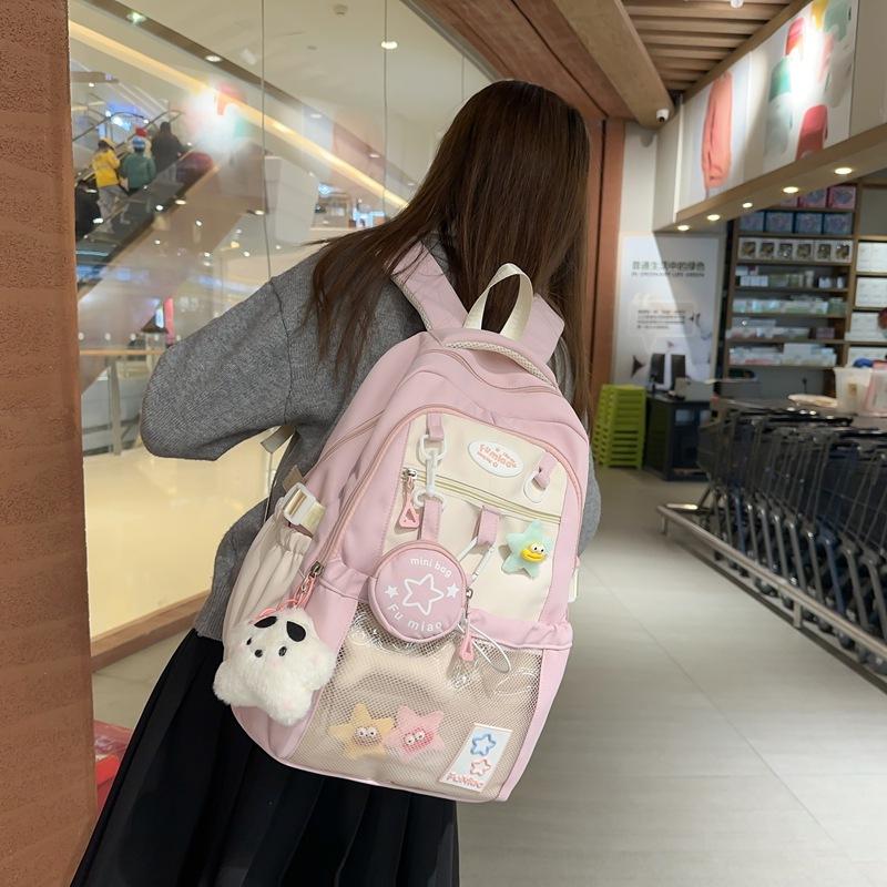 Schultasche College-Stil Schultasche Mädchen Mittelschule Koreanische Version Niedlicher Reiserucksack Einfach Große Kapazität High-School-Schülerrucksack