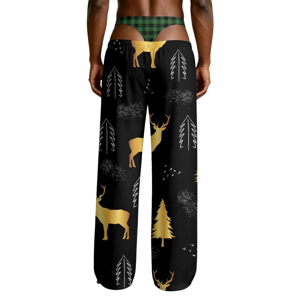Men's Funny Sleep Pants with Brief Print for Halloween Novelty Pants