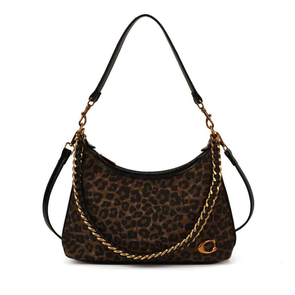 Leopard Print Bag Women's Large Capacity Autumn and Winter Niche Retro Messenger Bag One Shoulder Underarm Dumpling Bag