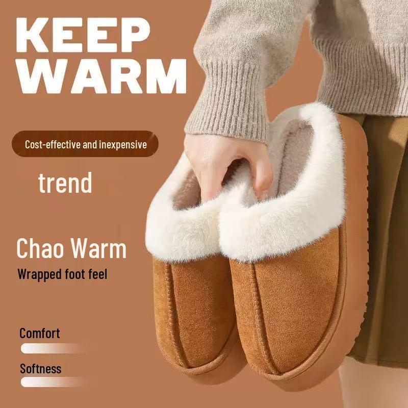 Damen Flauschige Warme Hausschuhe für Innen - Rutschfeste Dicke Sohle, Niedliche Herbst/Winter Hausschuhe