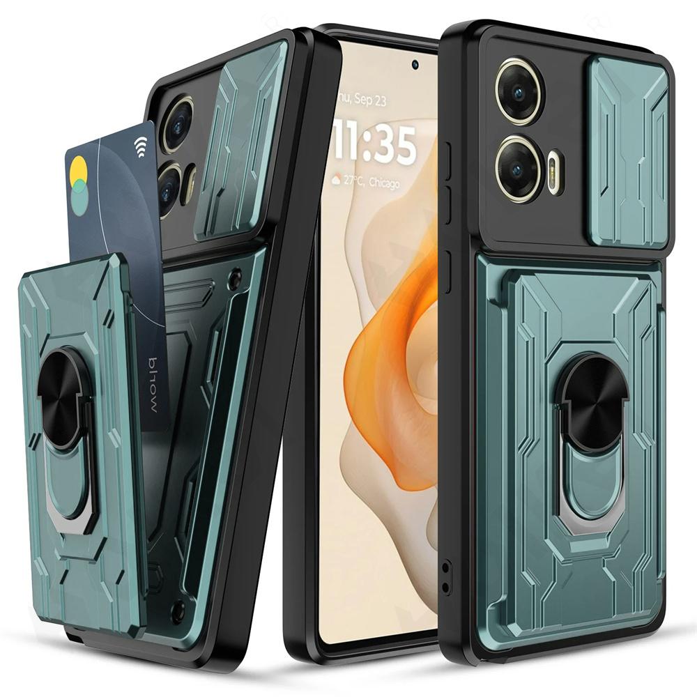 thumbnail interactive-video image 1 of Shockproof Case For Motorola Edge 50 With Built-in Bracket & Magnetic Car Mount - Black Rugged Protective Cover 1 of 5