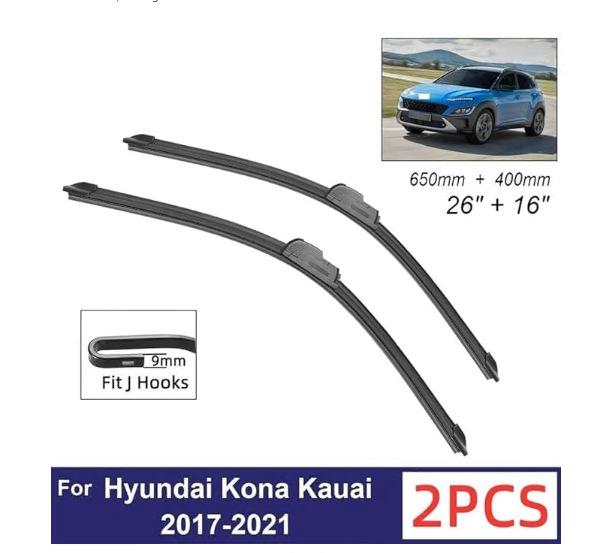 

For Hyundai Kona Kauai 2017-2025 26 + 16 Wipers Wiper blades Hyundai Kona Kauai 2017-2021 26+16