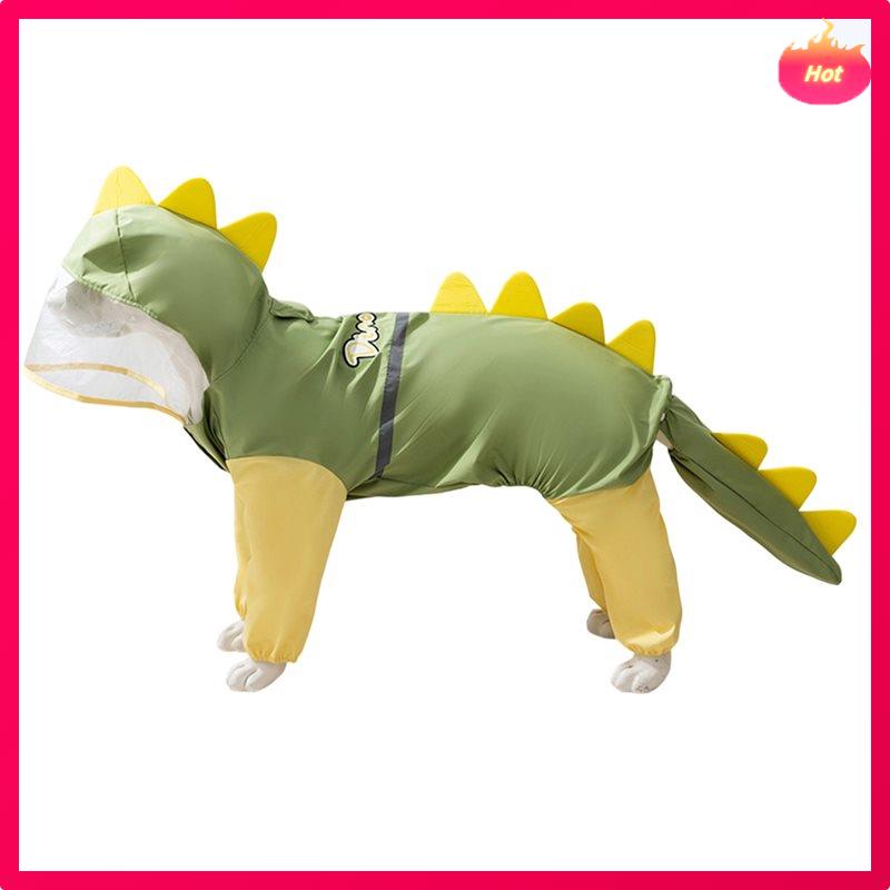

Large Dog Dinosaur Raincoat Waterproof Clothing For Golden Retriever Pet Summer All-Inclusive With Tail Stereo Four Legged зелений