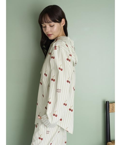 Kirschdruck Hemd Hoodie [UNISEX] PUFT255367GRN(SM)