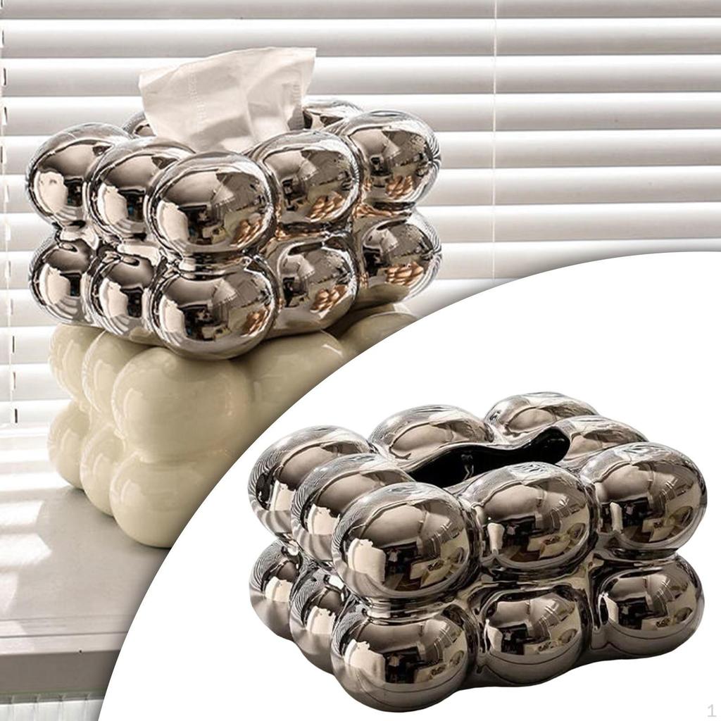 Ceramic Tissue Box Cover, Decorative Dispenser, Paper Storage Holder, Holder for Homes,