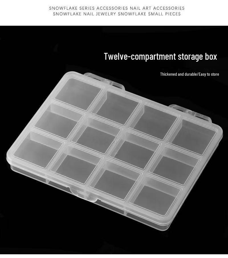 Transparent 12-Compartment Storage Box for Nail Art Accessories, Beads, and Electronic Components.