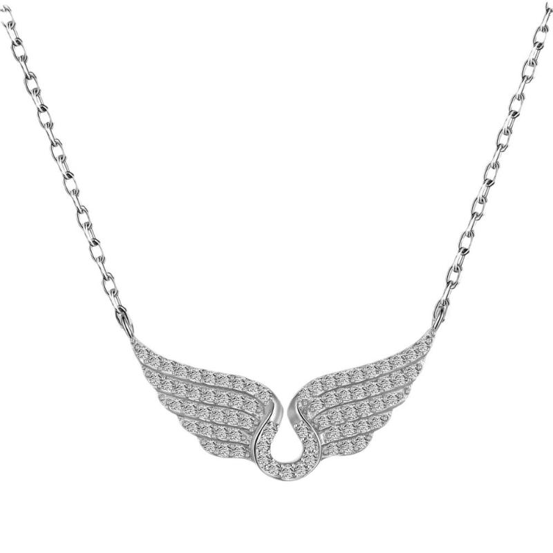 Angel Wing Necklace Women'S Diamond-Encrusted Fashionable Temperament All-Match Titanium Steel Clavicle Chain