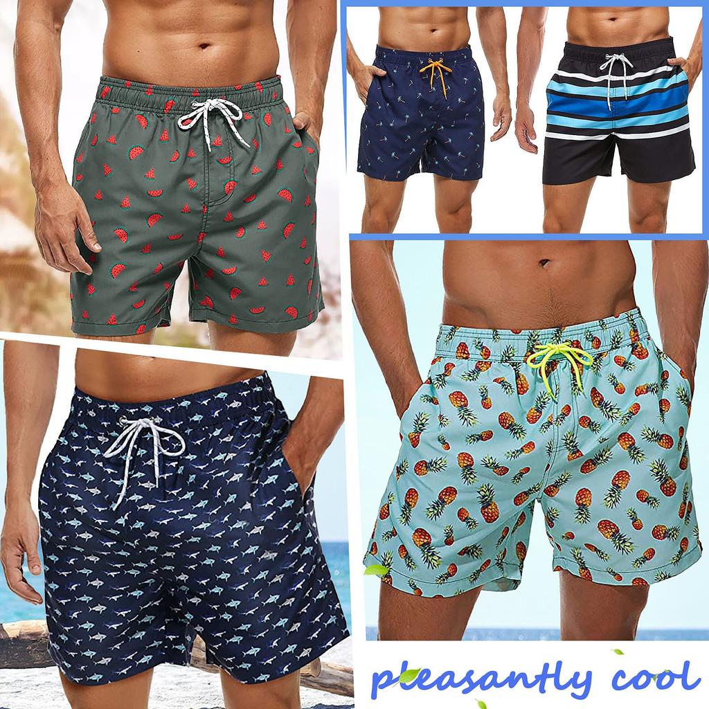 Fashion Men Breathable Trunks Pant Leaves Print Swimwear Beach Shorts Slim Wear