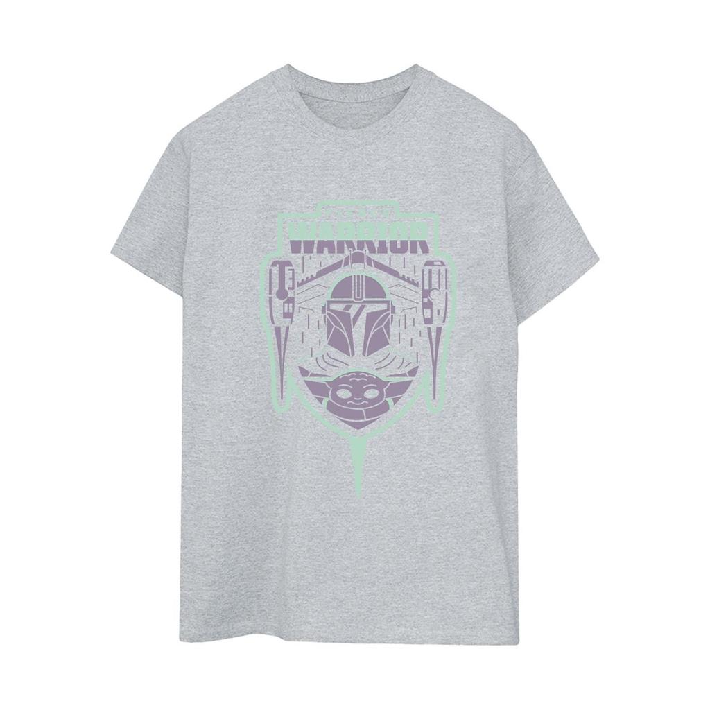 STAR WARS Womens/Ladies The Mandalorian Fierce Warrior Patch Cotton Boyfriend T-Shirt