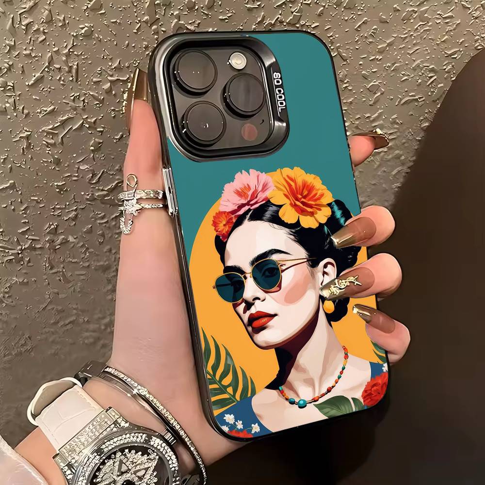 Θήκη Κινητού F-Frida-s K-Kahlo-g Art Για iPhone 17,16,15,14,13,12,11 Plus,Pro Max,XS,Χρωματιστή ασημί θήκη κινητού