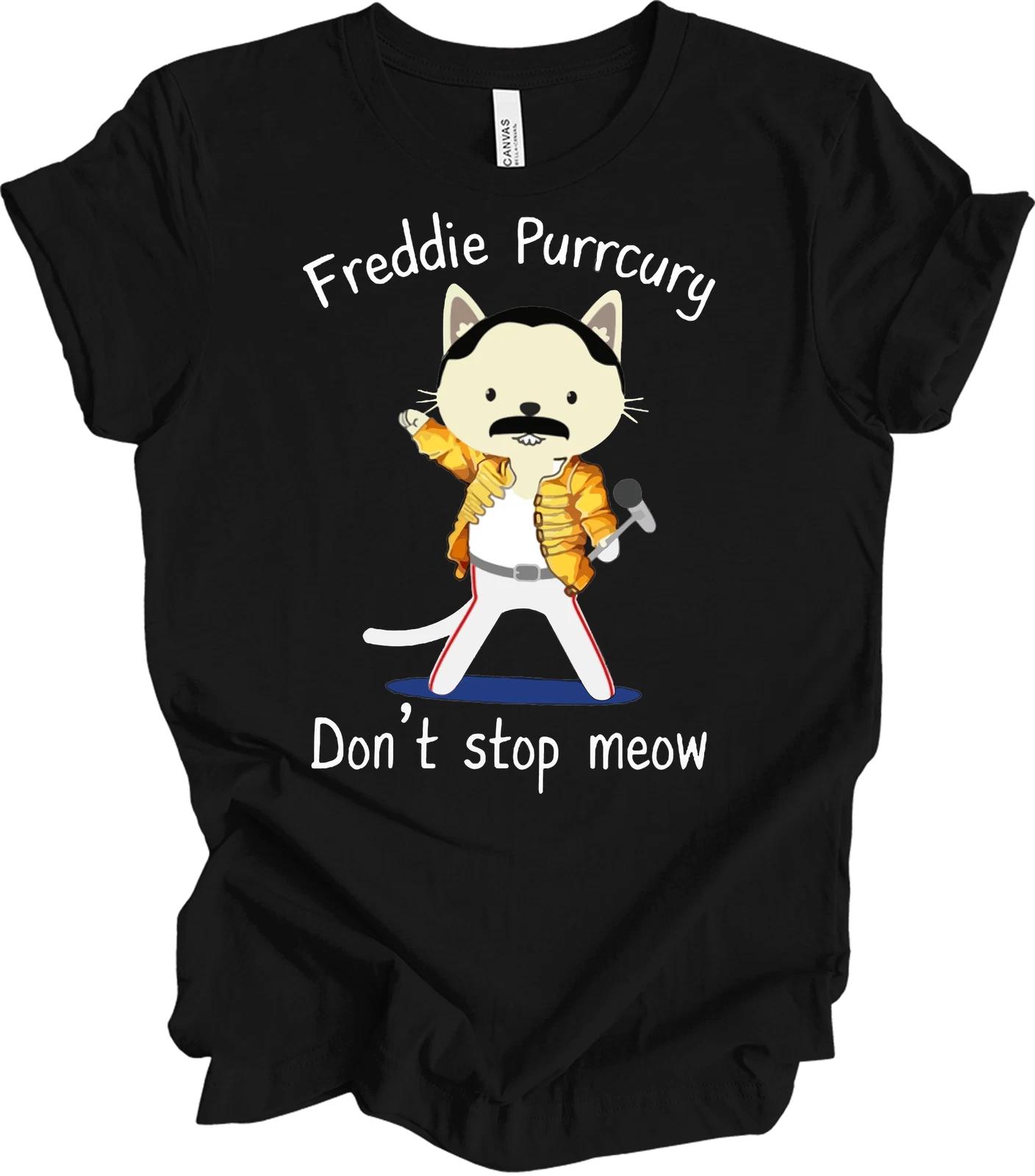 Freddie Purrcury Don t Stop Meow Funny Cat T shirt S
