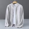 100% Pure Wool Knitted Jacket Men'S Wheat Ear Jacquard Business Casual Stand-Up Collar Zipper Cashmere Cardigan Loose And Versatile