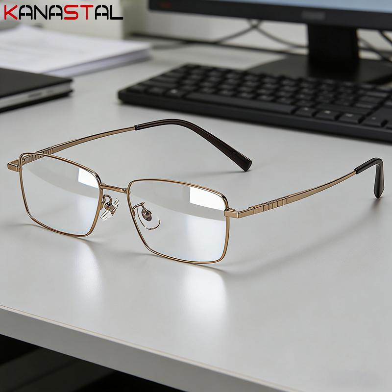 Men Pure Titanium Business Eyeglasses Frame Anti Radiation Lenses Women Square Glasses Prescription Myopia Reading Eyewear Frame