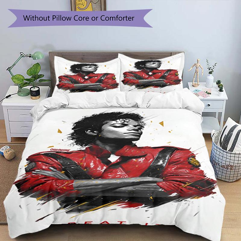 3pcs Duvet Cover Set (1*Duvet Cover + 2*Pillowcase, Without Core), Michael Jackson Print Bedding Set, Bedroom Decor, All‑Season, Birthday Gift