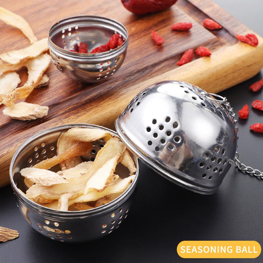 Tea Ball Loose Leaf Spice Strainer Spice Mesh Sieve Stainless Steel Tea Infuser with Rope Chain Kitchen Accessories