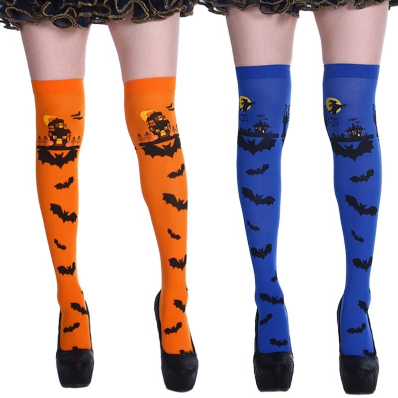1 Pair Halloween Stockings Thigh High Long Stockings Over Knee Socks Bat Socks Cosplay Festival Stockings for Women Girl