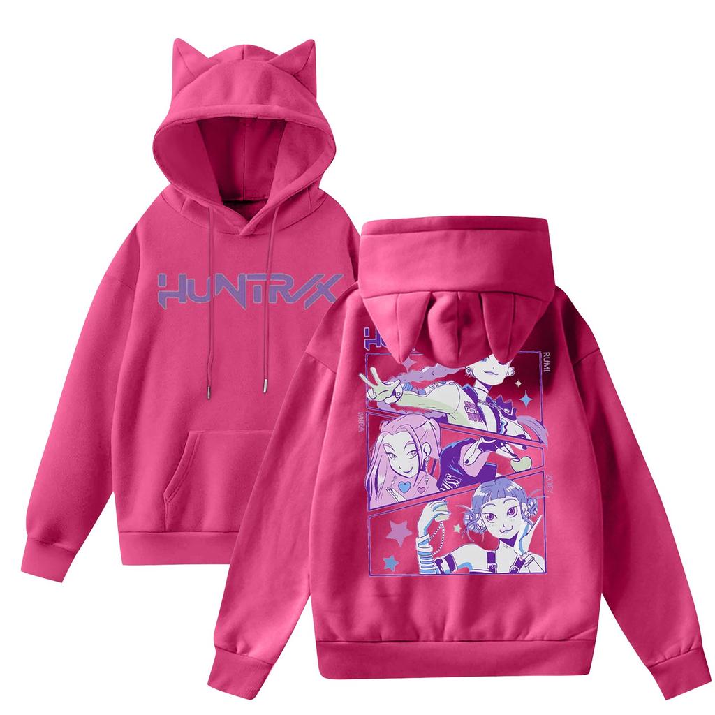 Ladies Fashion Casual Long Sleeve Printed Round Neck Hoodie Pullover Top With  Pockets