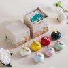 Cultural and Creative Solid Balm Gift Box Set, Chinese Style Flower-Painted Ceramic Jar, Long-Lasting Fragrance, Traditional Ancient-Style Solid Balm