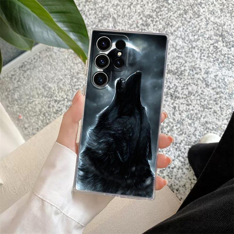Wolf Lion Tiger Animal S25Ultra Phone Case For Samsung Galaxy S25 S24 S23 S21 Ultra S20 FE S22 Plus S24FE A56 A55 5G Clear Cover