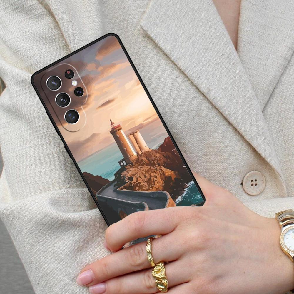 Abstract highway landscape lighthouse Cell Phone Case for Samsung Galaxy S26 Ultra S25 S24 S23 S22 S21 S20 Note10 Cover