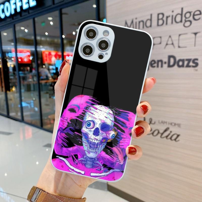 Coole seltsame Kunst-Telefonhülle für iPhone 14 13 12 11 Pro Max X XR XS 8 7 Plus Flüssigglas-Farbtelefonabdeckung