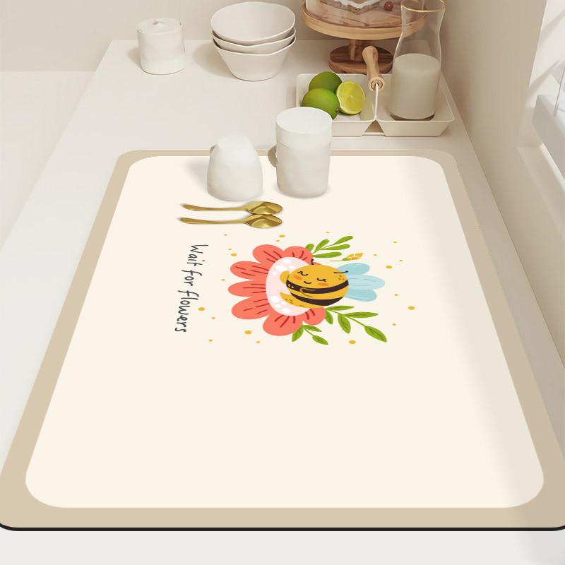 Blumenmuster Anti-Rutsch-Matte zum Geschirrabtropfen und zur Tischdekoration mit Wärmeisolierung