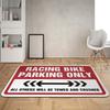 Racing Bike Parking Only Text Doormat, Sporty Warning Slogan Non-Slip Rug, Durable Washable Welcome Mat for Entryway and Garage