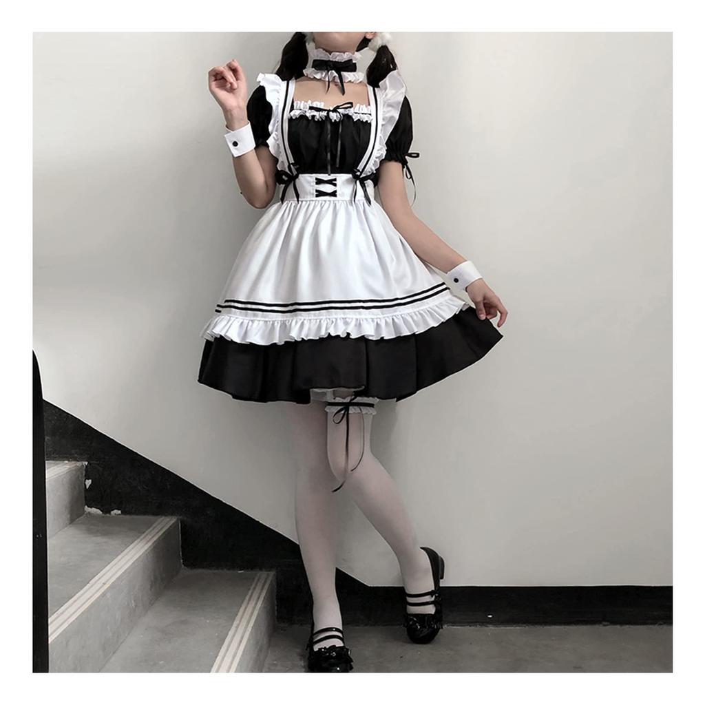 Cute Maid Lolita Cosplay Gothic Lolita Dress for and Costumes with Bows Halloween, Parties, Events, (Size M)