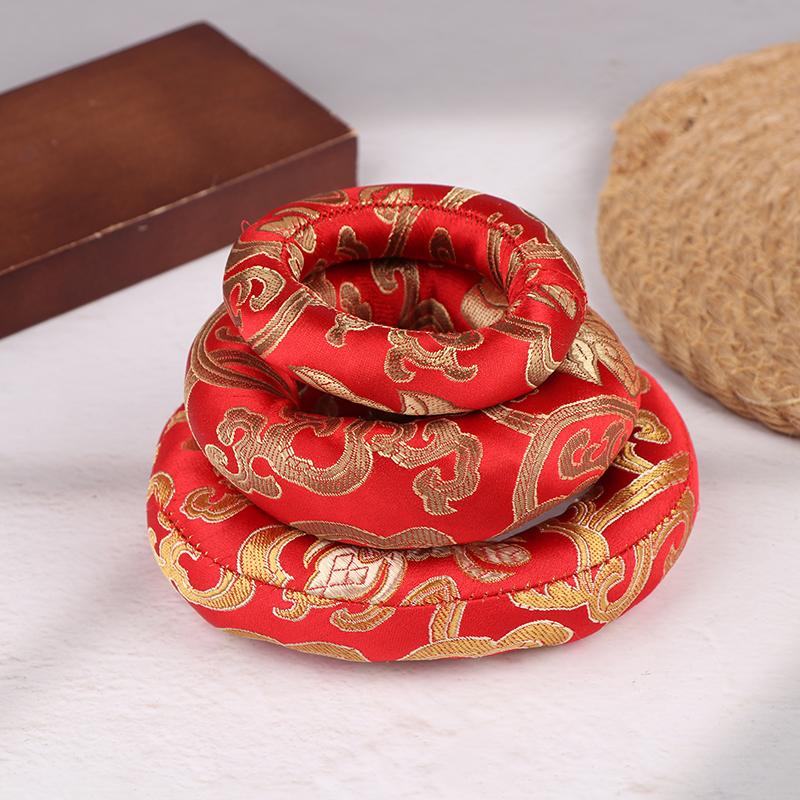 8/10/12cm Kırmızı İpek Yastık Minder Buddha Ses Kasesi Altlığı Tibet Singing Bowl İçin Nepal'de Kase Minderi Budizm Ürünleri