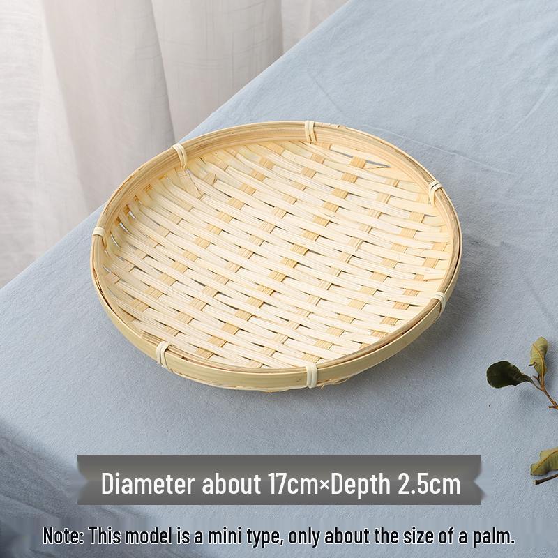 Small Handmade Bamboo Weaving Round Basket for Snacks, Pastries, or Candy