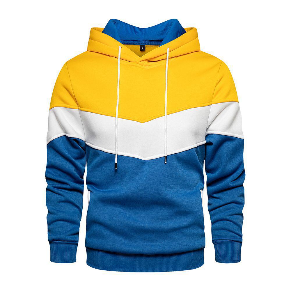2024 European & American Men's Color Block Hooded Sweatshirt - Casual Sportswear