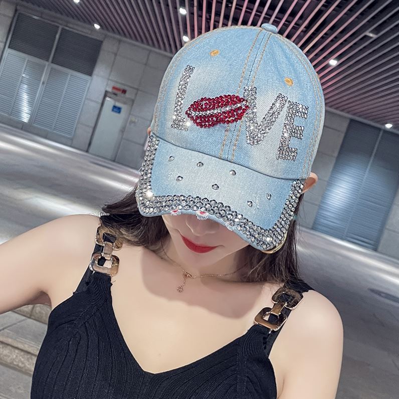 Hat Cowgirl Rhinestone Baseball Cap Spring Summer Sun Hat Casual Alphabet Rhinestone Cap Sun Hat