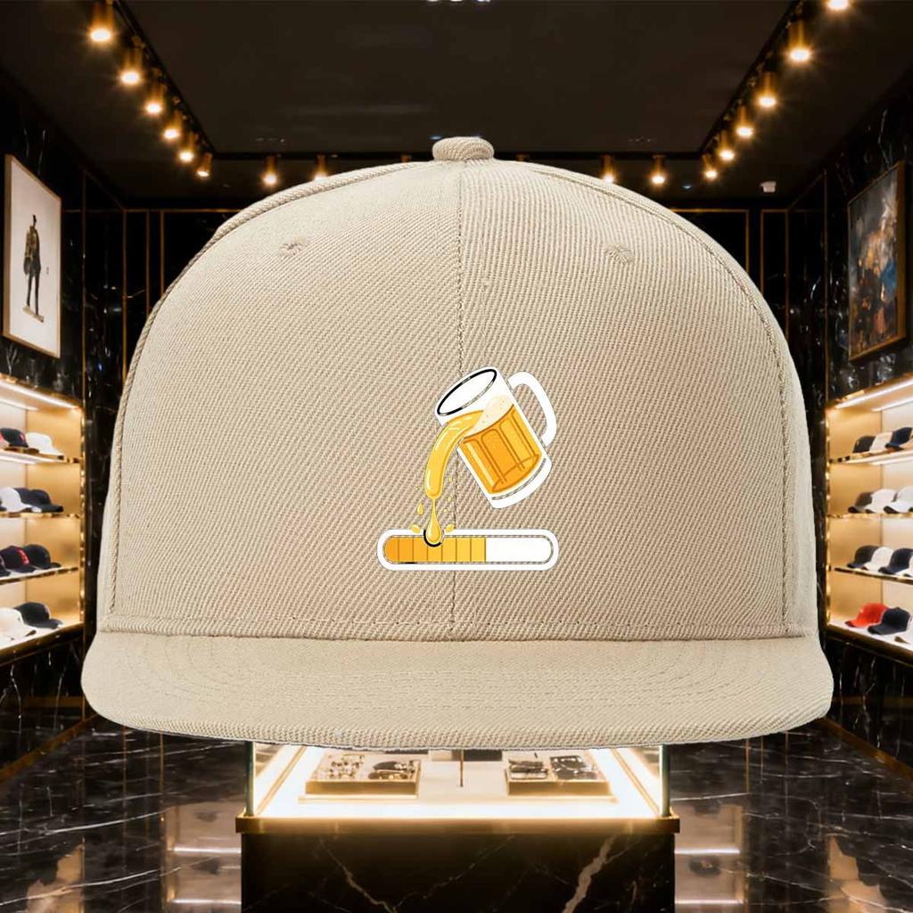 Beer Loading Bar Funny Graphic Flat Brim Baseball Cap Polyester Casual Streetwear Snapback Hat