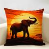 African Elephant Cushion Cover Durable Hypoallergenic Organic Linen Pillow Cover Short Size Washable SkinFriendly