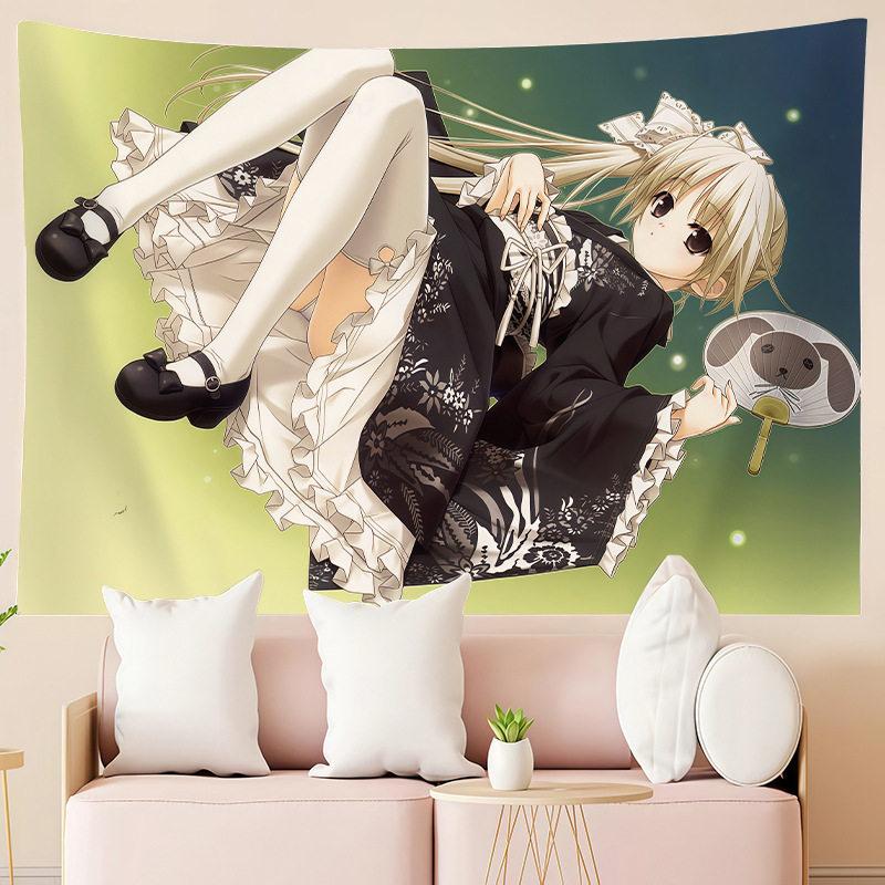 Japanese Anime Girl Cartoon Print Tapestry Wall Hanging For Bedroom Room Decor Aesthetic Background Cloth