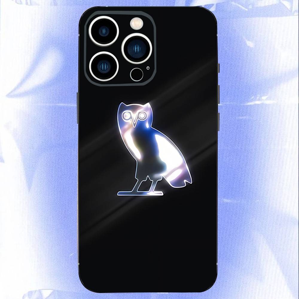 Custodia per Telefono D-Drake O-OvO OWL LOGO Per iPhone 17,16,15,14,13,12,11,Pro,XS,Max,XR,Plus,E,SE4,Mini Cover Morbida Nera