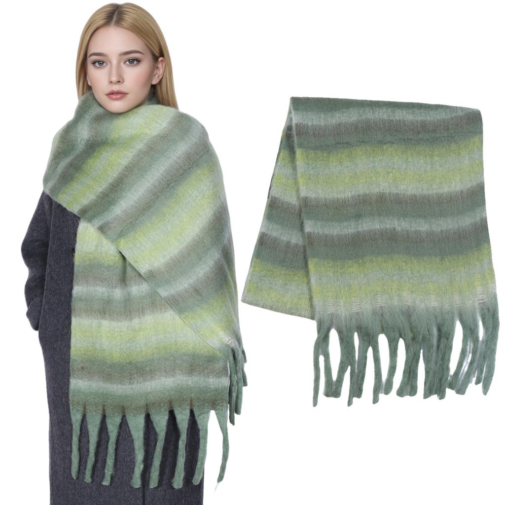 Winter Scarf For Women Cashmere Warm Striped Pashmina Blanket Wraps Thick Soft Bufanda Scarves Tassel Shawls Long Poncho Echarpe