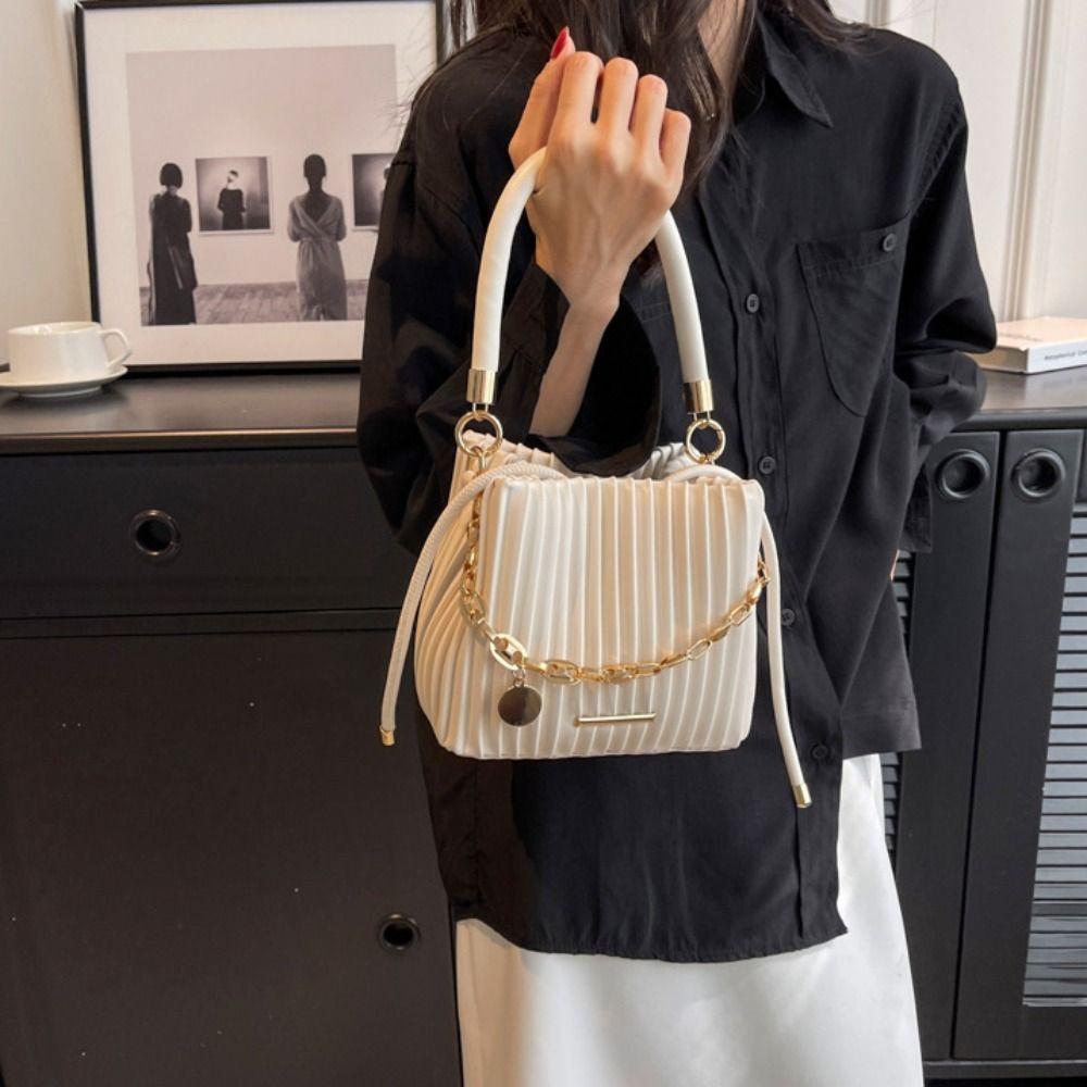 Plissiertes Design Umhängetasche Kette Schulter Eimer Tasche Trendige Schulterhandtasche Vielseitiger Stil