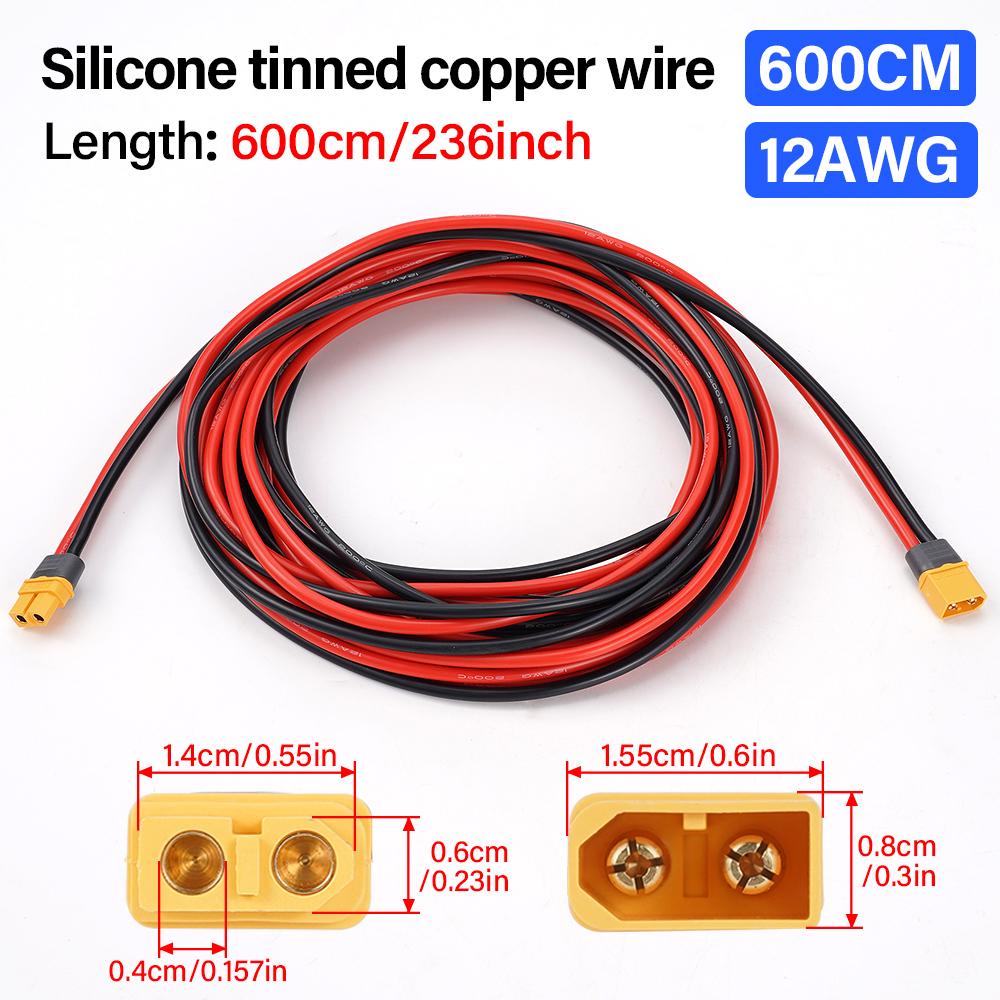12AWG XT60 Samec Turn samice Domácí Energie akumulační baterie Solární panel Dobíjecí baterie Kabel konektoru 6M Vhodné pro RV auta
