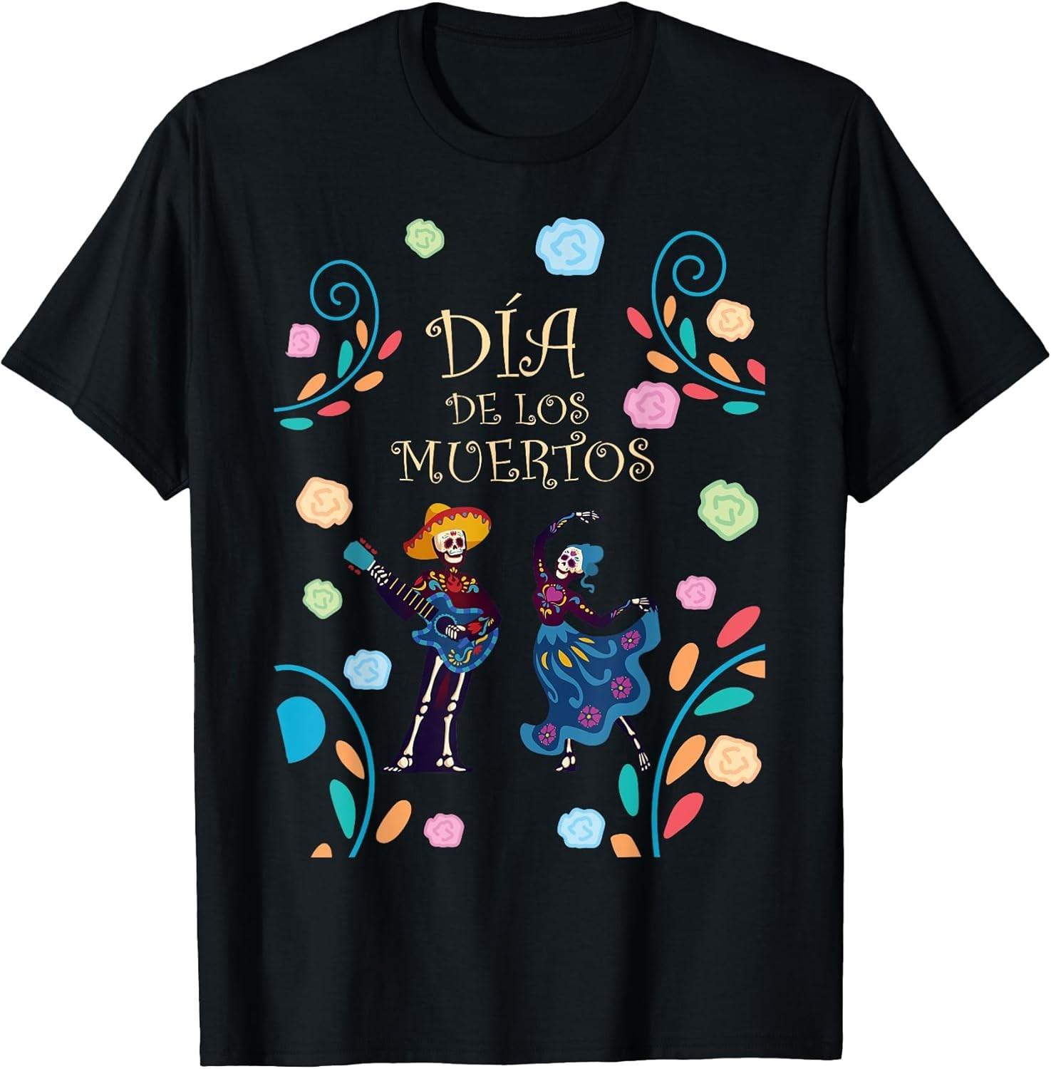 NEW! Dancing Skeleton Guitar Dia De Los Muertos Calavera Dead Tee - MADE IN USA S